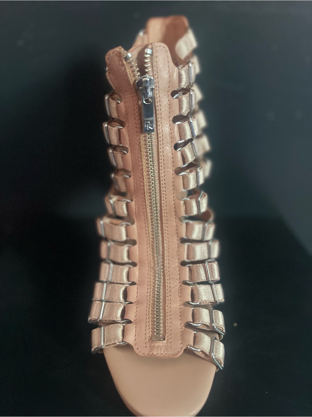 Donna Karan Rose Gold Gladiator Zip Heel Sandal